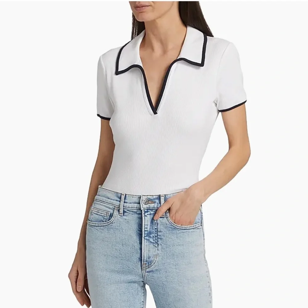 NWOT Veronica Beard Kearney Open Collar Polo Shirt - Picture 2 of 13